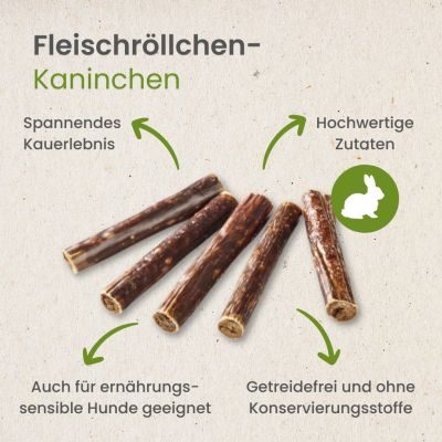 Thumbnail 4: kauartikel.com Fleischröllchen-Kaninchen - Hunde-Kauartikel - Hunde-Snack - Kausnack aus Kaninchen + Rind - Leckerli