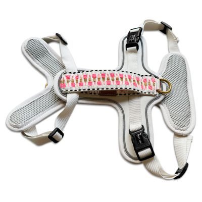 Hey Lana Premium Hundegeschirr Gepolstert - mit Reflektoren und Haltegriff S / Pink / Beige