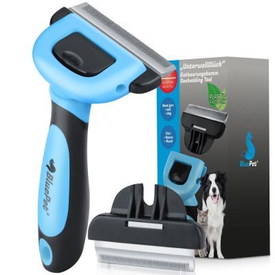 Thumbnail 6: BluePet Kurzhaar Unterfellbürste - Deshedder, Unterwollbürste für Hunde & Katzen im Fellwechsel - Entfernen von Unterwolle, Filz & Knoten - Unterwollkamm