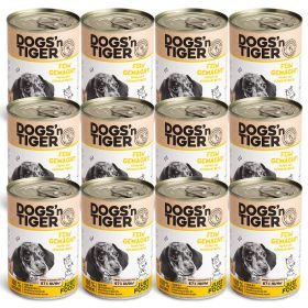 Dogs'n Tiger Junior, Welpen Premium Hundefutter, Nassfutter, Getreidefrei, Fein Gemacht, Huhn & Süßkartoffel, 12x 400g