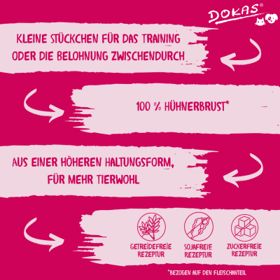 Thumbnail 6: Dokas Hühnerbrust in Stückchen Hundeleckerlis getreidefrei 7x 170g Multipack