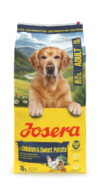 Josera Adult Chicken & Sweet Potato, getreidefreies Trockenfutter für Hunde mittlerer und großer Rassen, 12,5kg