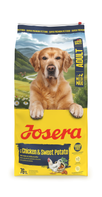 Josera Adult Chicken & Sweet Potato, getreidefreies Trockenfutter für Hunde mittlerer und großer Rassen, 12,5kg