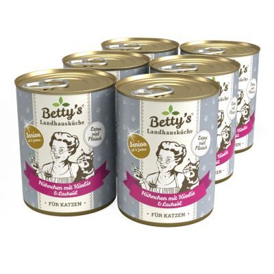 Thumbnail 2: Betty's Landhausküche Senior Katzenfutter Hühnchen mit Kürbis und Lachsöl 12x 400g