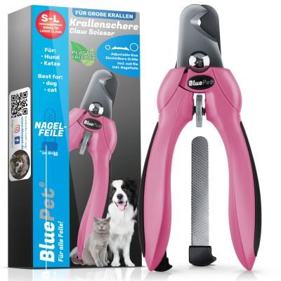 BluePet Krallenschere verstellbar für große Hunde I Krallenschneider extra scharf für harte Krallen I Schnittöffnung auf alle Krallendurchmesser einstellbar