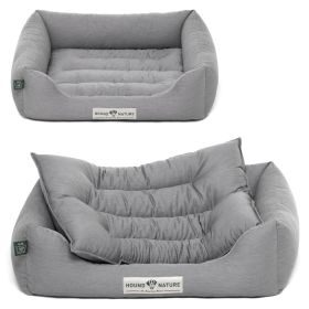 HOUND&NATURE SET: Hundebett BERN S hellgrau + wasserfestem kuscheligen Fleece-Matratzenüberzug