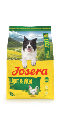 Josera Adult Light & Vital, fettarmes Trockenfutter zur Gewichtskontrolle für ausgewachsene Hunde, 3kg