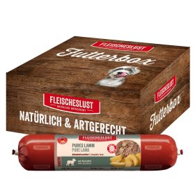Fleischeslust Futterbox Pures Lamm mit Kartoffel sensitiv (6x800g) Hundewurst