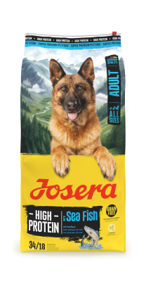 Josera Adult High Protein Sea Fish, proteinfreies Trockenfutter für aktive, ausgewachsene Hunde, 12,5kg