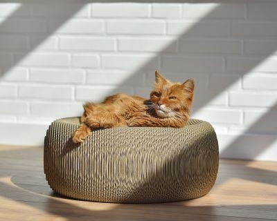 cat-on LE PLOUFF Katzenkorb – rundes Design-Kratzmöbel