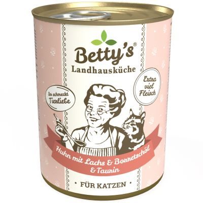 Thumbnail 1: Betty's Landhausküche Katzennassfutter Huhn mit Lachs & Borretschöl 12x 400g
