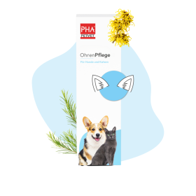 PHA PetVet - PHA OhrenPflege für Hunde u. Katzen 100 ml - Sanfte Reinigung & Pflege der Ohren mit Teebaumöl & Panthenol - gegen Juckreiz & Ohrenschmalz