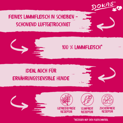 Thumbnail 3: Dokas Lammfleisch getrocknet Lamm Leckerli für Hunde 12x 70g Multipack