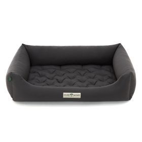 HOUND&NATURE SET: Hundebett ZERMATT XXL dunkelgrau + wasserfestem Fleece-Matratzenüberzug