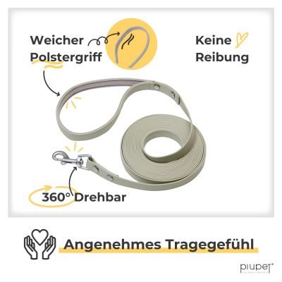 Thumbnail 2: PIUPET Schleppleine für Hunde I Wasserabweisend I Hundeleine I Leine Hund I Hunde Schleppleine I Hundezubehör I Grau I 5 m