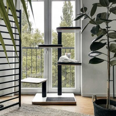 Thumbnail 1: stylecats® Kratzbaum Churchy mit Einstieg anthrazit Cozy hellgrau, 145 cm