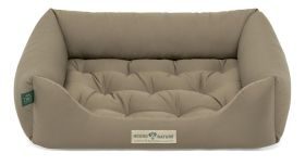 HOUND&NATURE SET: Hundebett ZERMATT S taupe + wasserfestem Baumwoll-Matratzenüberzug