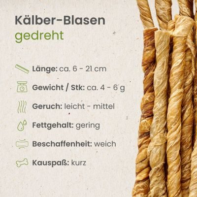 Thumbnail 4: kauartikel.com Kälber-Blasen, gedreht - Hunde-Kauartikel - Hunde-Snack - Kausnack - Kälber-Leckerli (Rind)