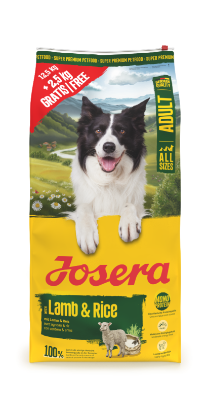 Josera Josera Lamb&Rice 15 kg  Futter für Hunde aller Rassen – Ausgabe 12,5+2,5 kg