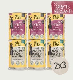 Milo & Mia  Premium Nassfutter für Hunde - Probierset 6x400g
