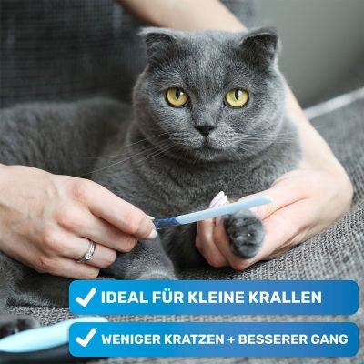 Thumbnail 4: BluePet Krallenschere klein, ergonomisch für Hunde, Katzen, Kaninchen & Kleintiere I Schneidekopf angewinkelt für enge Krallen I Krallenschneider inkl. Feile