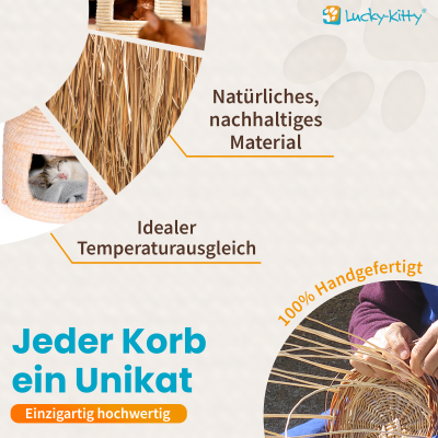 Thumbnail 4: Lucky-Kitty Lucky-KittyKatzenkorb "Neko-Chigura" (猫ちぐら) Traditionell Handgefertigt