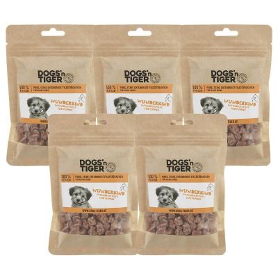 Thumbnail 1: Dogs'n Tiger Adult, Junior Hunde Snacks, Wunderkind, Leckerlies, 100% gefriergetrocknetes Entenbrustfilet, 5x 70g