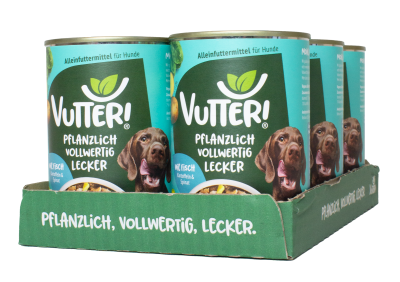 Vutter! Vutter! Hundefutter vegan | Nassfutter Wie Fisch | 24x400g | glutenfrei | Alleinfuttermittel | für Hunde | veganes Hundefutter