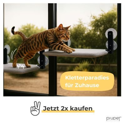 Thumbnail 2: PIUPET Katzenfensterliege I Klappbare Katzenliege mit Saugnäpfen I Wendbare Hängematte für Fenster I bis 20 kg