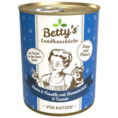 Thumbnail 1: Betty's Landhausküche Katzennassfutter Huhn & Forelle mit Borretschöl 12x 400g