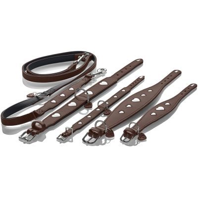 HUNTER Windhundhalsband Love S (42), braun/schwarz