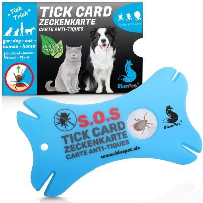 BluePet Zeckenkarte mit Lupe: Zeckenentferner im Scheckkartenformat: Entfernung von Zecken bei Mensch & Tier I Tick Card erste Hilfe to go für Hunde, Katzen